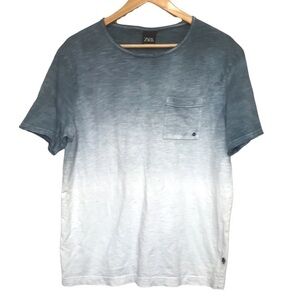 ZARA mens blue ombré short sleeve shirt Medium